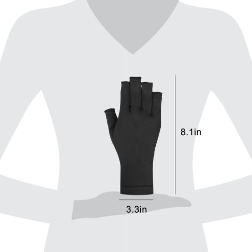 UV Gloves for Nails, Professional UPF50+ Fingerless Gloves for Gel Manicures, Black