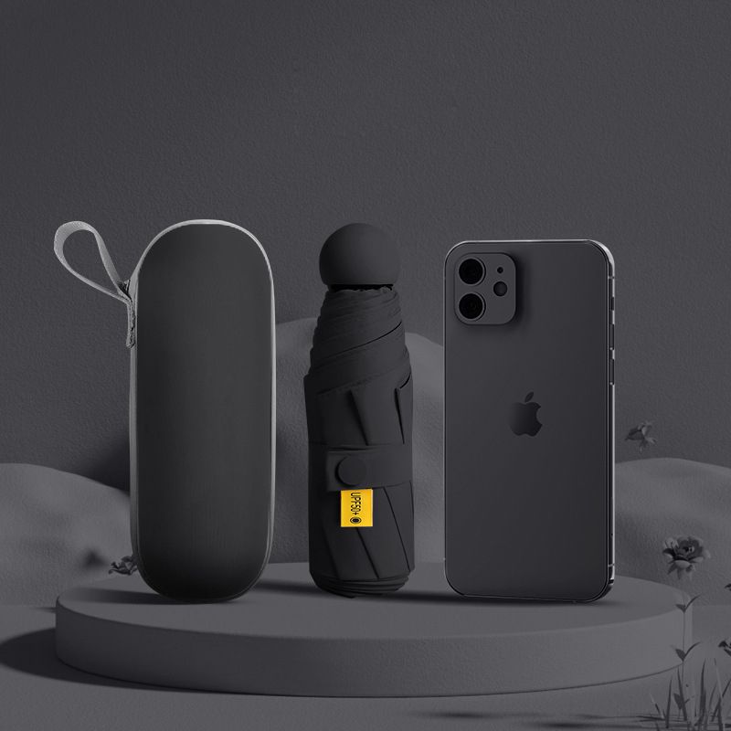 UPF50+ Mini Capsule Folding Umbrella Fully Automatic Umbrella Folding Umbrellas UV Sunshade Small Pocket Parasol for Dual Use Protection