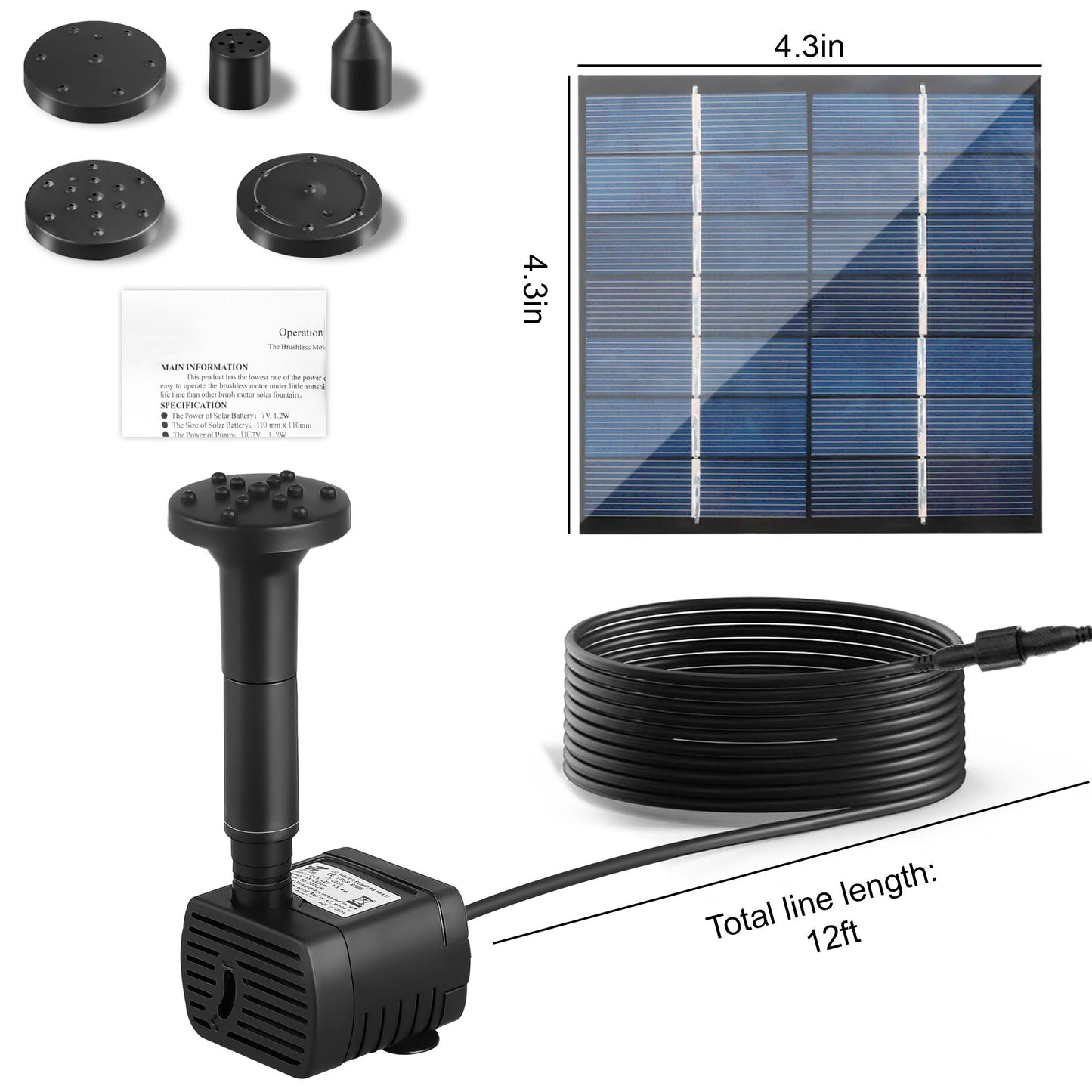 Solar Power Fountain Submersible Floating Water Pump Bird Bath Pond Garden Decor