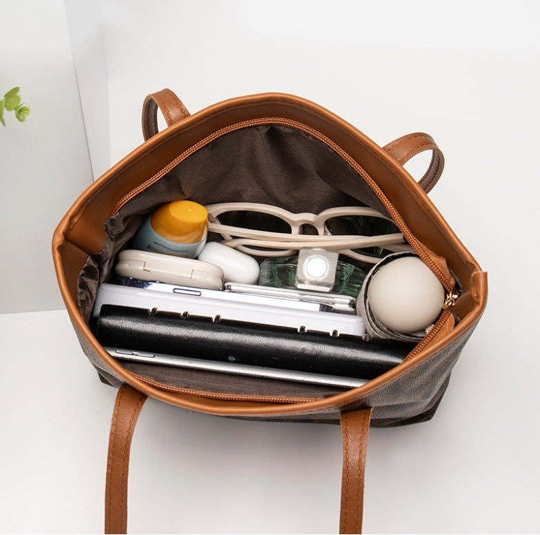 New Fashion Retro Large Capacity Fashionable Handheld One Shoulder Printed Tote Bag