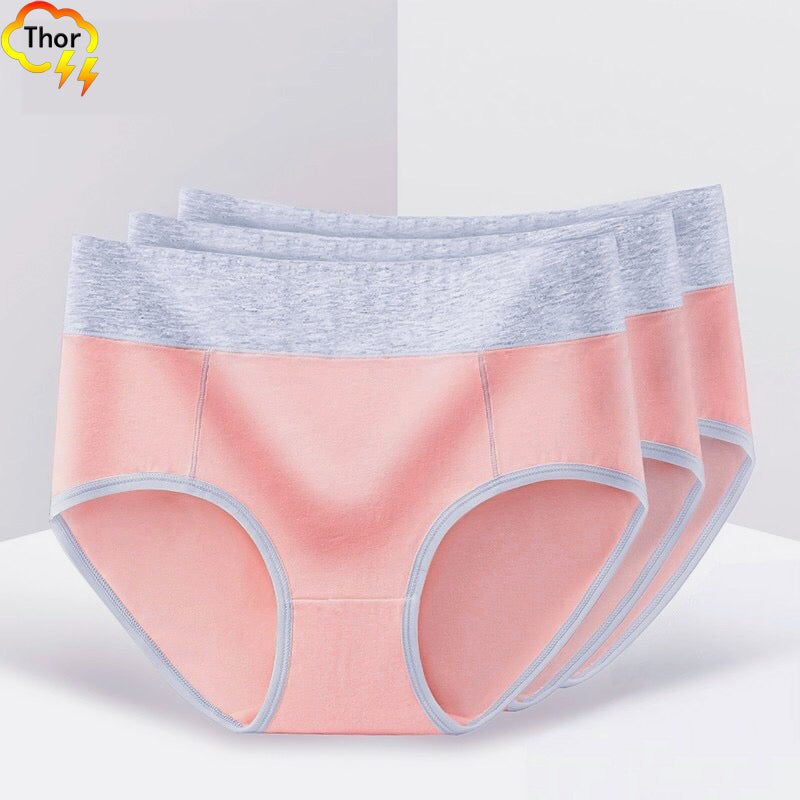 3PC Women’s underwear multi-color lingerie middle waist briefs girls triangle panties ladies plus-size fiber trend personality students underwear