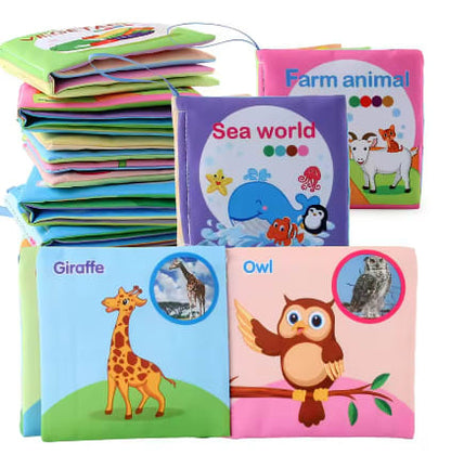 Baby Cloth Books Enlightenment Early Educational Toys Kids Fruits Animal Numbers Food Cognitive Book for Toddlers 0-36 Month