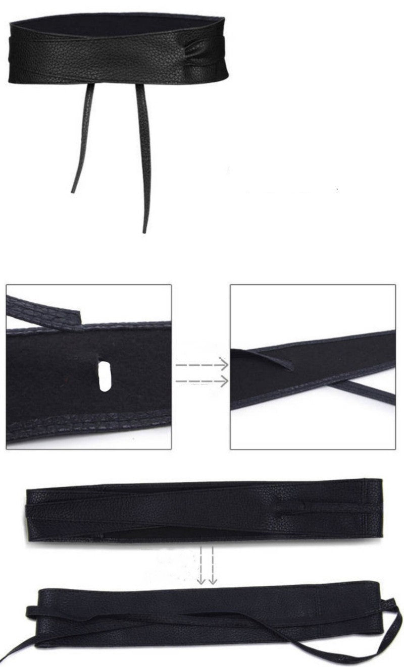 New decorative wide belt Women's simple and versatile wide waistband clothing accessories Belt bow tie matching skirt