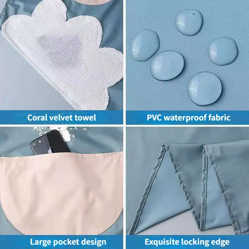 Cartoon Kitchen Apron with Pocket Oil-proof Waterproof Apron Hand wipe apron Household Cooking Tools Kitchen Cooking Accessories