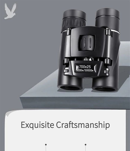 700x25 HD Zoom Portable Powerful Binoculars Long Range BAK4 Telescope Jumelles Folding FMC Binoculars for Hunting Camping Travel