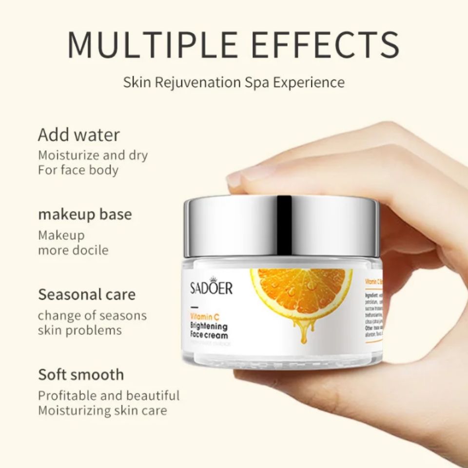 4 in 1 SadoerVitamin C Brightening Face Cream + 3 PCS Salicylic Acid Sheet Masks Moisturizer Vitamin C cream Moisturizing Cream For Radiant Skin Acne Repair Hydrate Mask