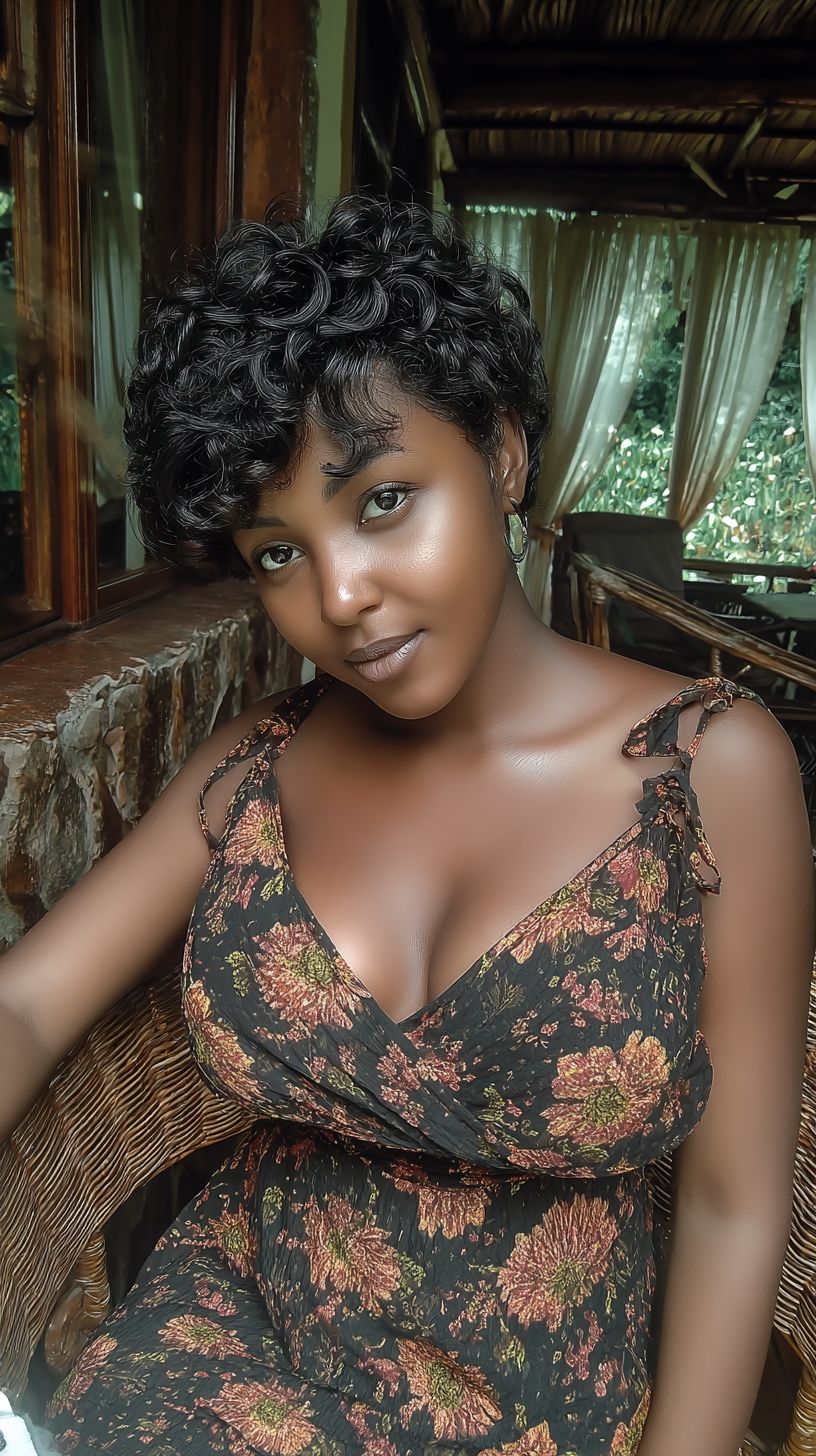 Synthetic Short Curly Wigs - 6 Inch 1B Black | Natural Look(African Women, Quick Install, Birthday Gift)