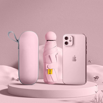 UPF50+ Mini Capsule Folding Umbrella Fully Automatic Umbrella Folding Umbrellas UV Sunshade Small Pocket Parasol for Dual Use Protection