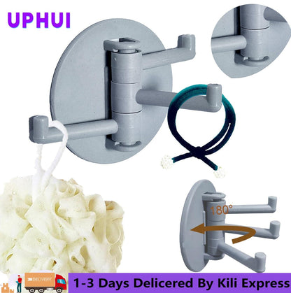 UPHUI 6PCS Adhesive Hook Storage Rack Kitchen Adhesive Hook 180 ° Flexible Rotation Bathroom Adhesive Hook Wall Hook Suitable For Hanging Tableware Towels Jackets In The Kitchen Bathroom Bedroom