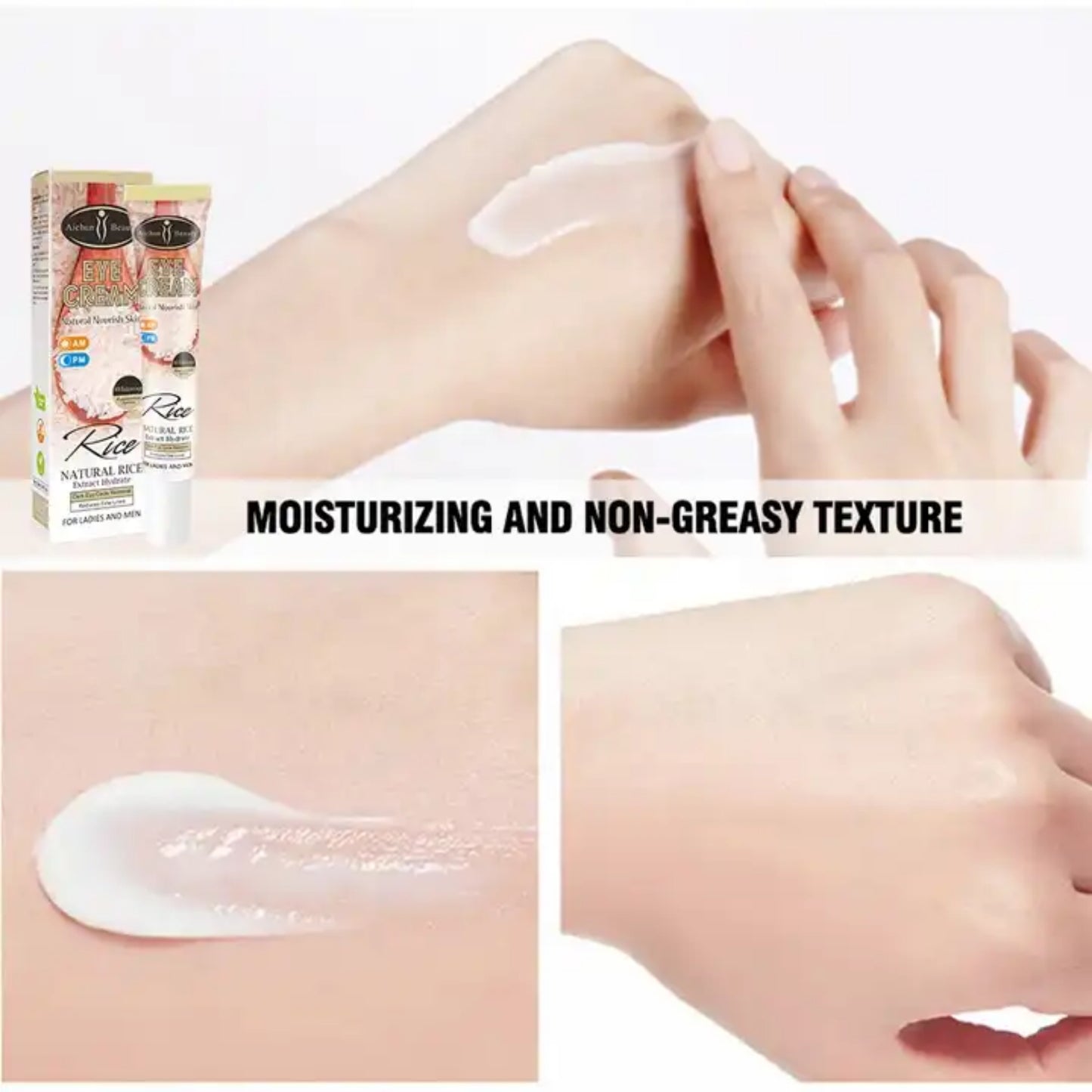 Aichun Beauty Natural Rice Eye Cream - Bags Removal Anti Wrinkle Firming Eye Cream for dark circles and puffiness