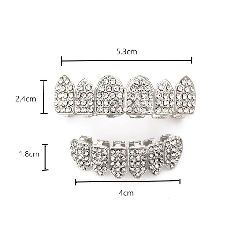 Teeth grillz mouth man/woman iced tooth cap top&bottom teeth grillz sets for men/women hip hop rapper body jewelry fashion accessories party jewelry