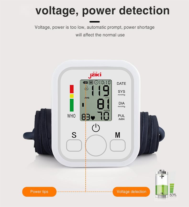 Jziki Upper Arm Blood Pressure Monitor Digital Electronic Sphygmomanomet Automatic BP Machine Heart Rate Pulse Monitor Tensiometers Meter Long Cuff Adult