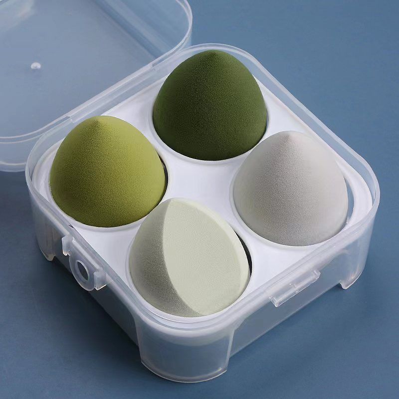 One box of 4 packs Makeup Egg Air Cushion Makeup Egg Sponge Egg Powder Free Powder Storage Box Wet and Dry Storage Box Makeup Egg Set