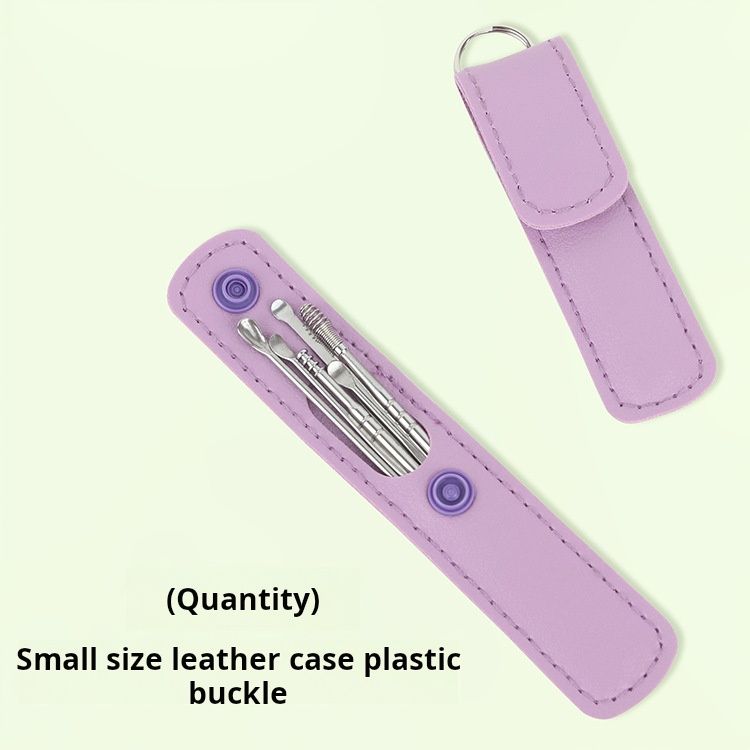 6-piece Stainless steel ear digging spoon portable keychain spiral ear spoon ear picking ear picking tool set