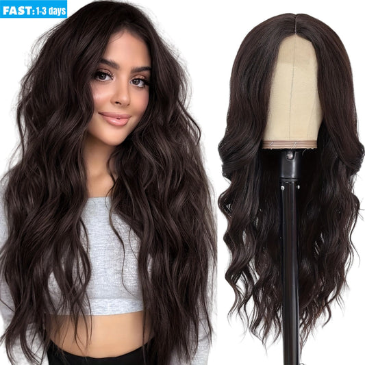 Synthetic Long Curly Wigs - 26 Inch Black | Natural Look (African Women, Quick Install, Budget-Friendly, Birthday Gift)