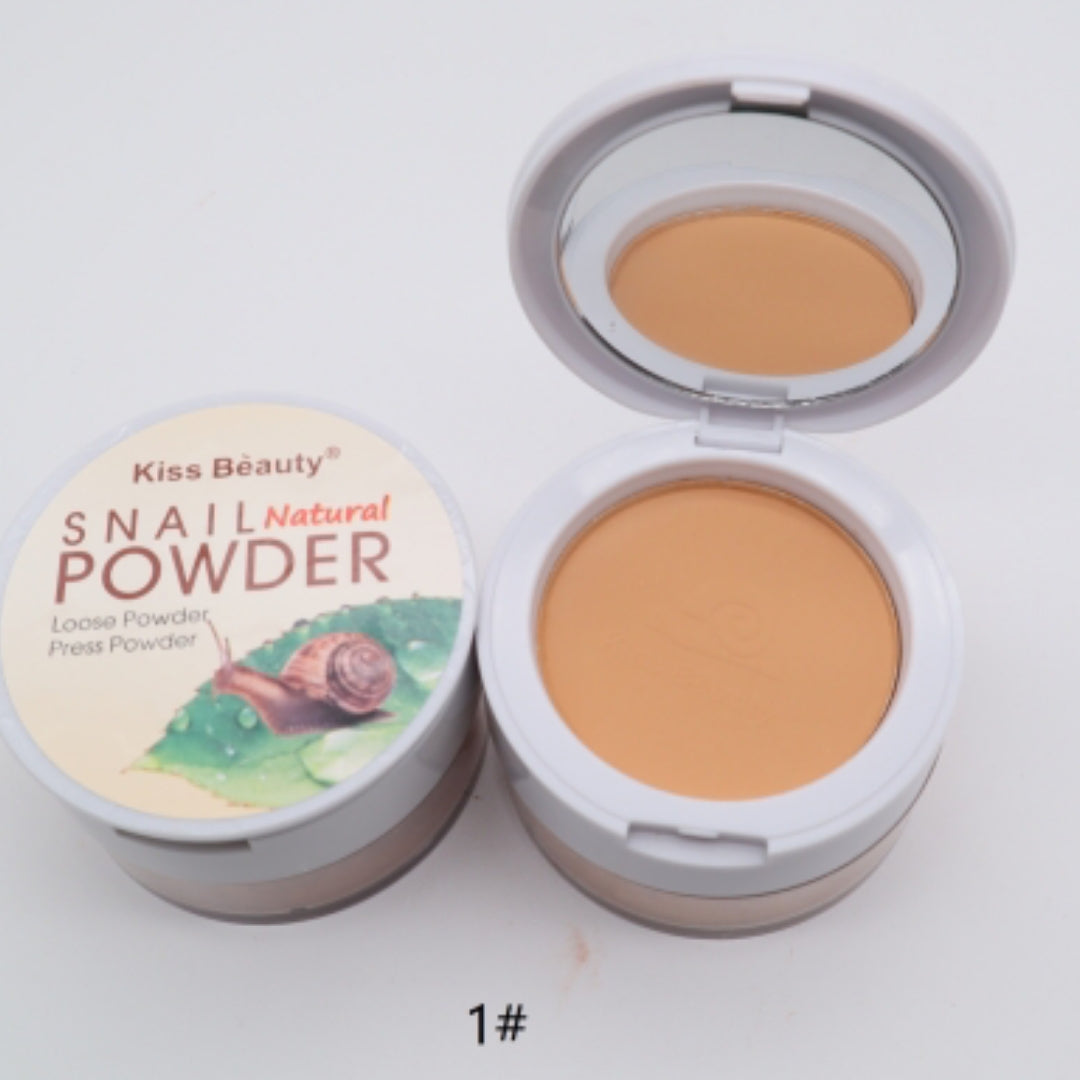 Kiss Beauty 2 In 1 Snail Natural Loose Powder + Pressed Powder
