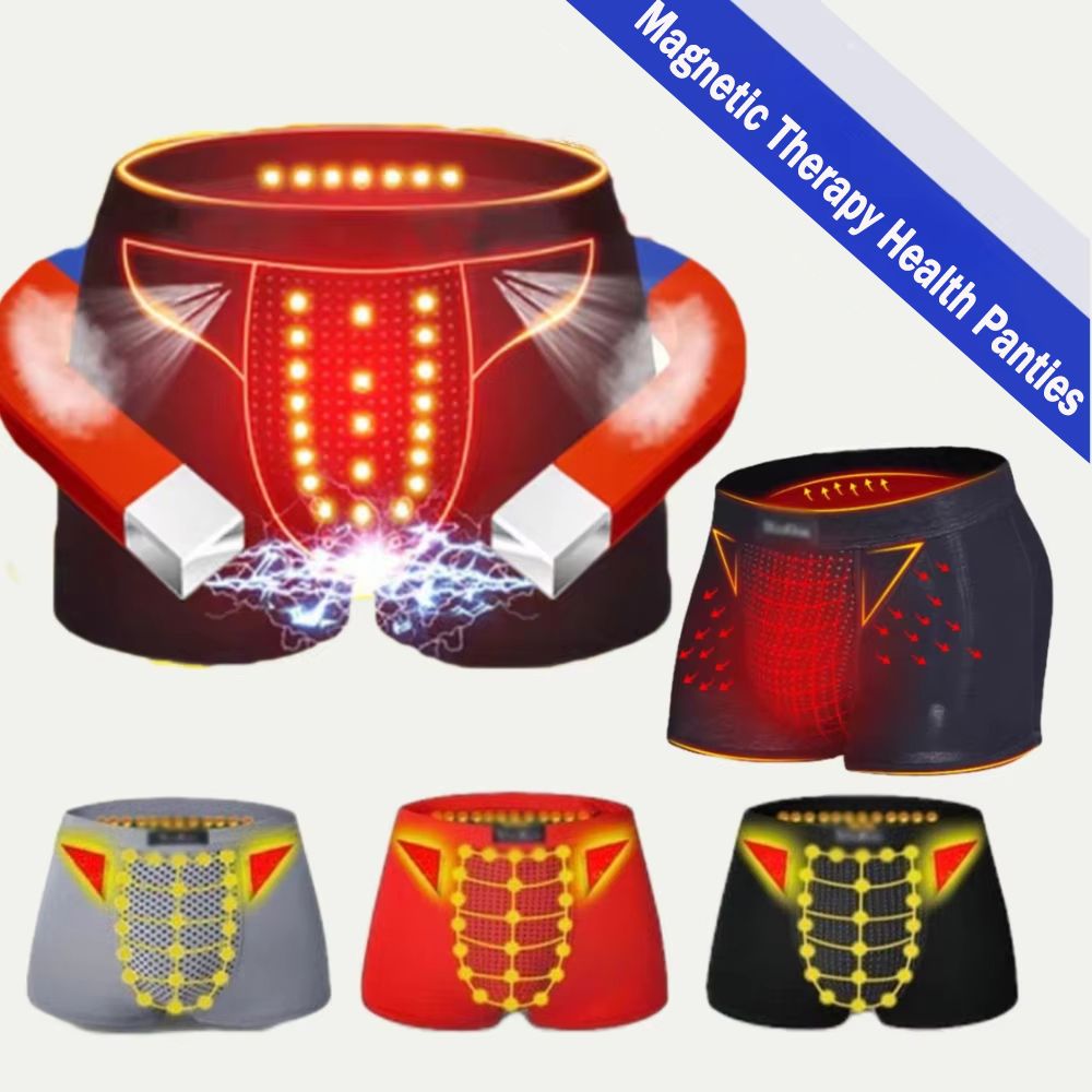 2pcs/pack Men's Boxer Briefs Magnetic Therapy Health Panties 63 Magnet Reinforced Boxer Briefs Underwear Shorts Energy Field Therapy Men'S Long-Lasting Underwear L XL XXL XXXL 4XL 5XL Briefs