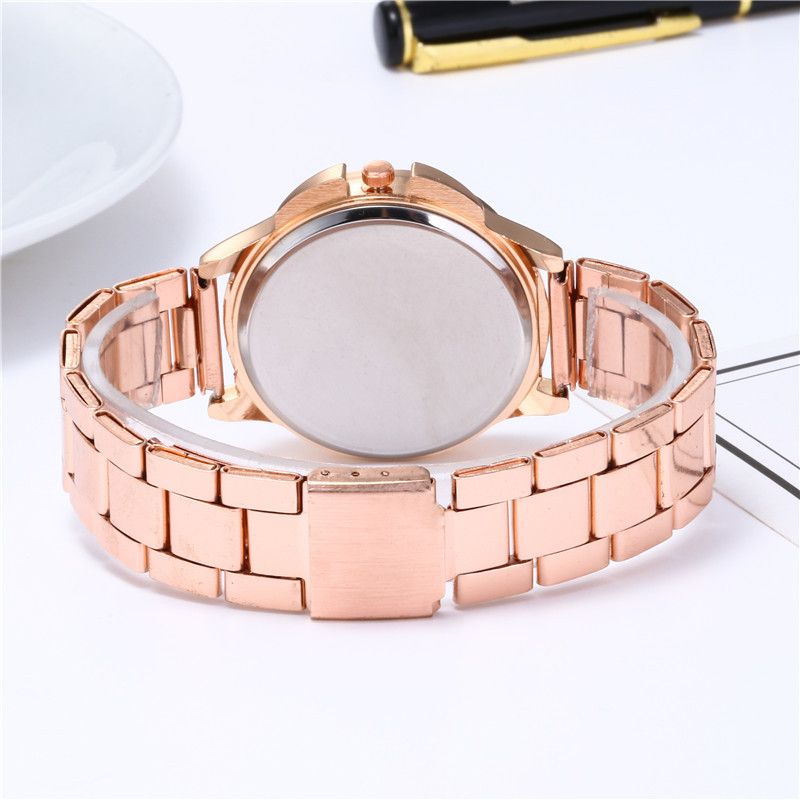 ZHJH Women's Watch Steel Strap Lotus Diamond Watch Luxury Business Watch Alloy Women's Watch Rose Gold Watch