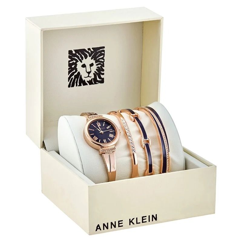 Anne Klein Watch Set – Elegant Quartz Watch & Bracelet Bundle with Crystal Accents, Mother-of-Pearl Dial, Jewelry Clasps & Splash-Resistant Design for Timeless Style