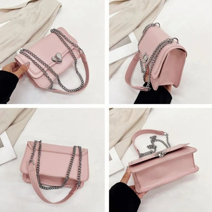 Mateamoda Elegant Quilted Sling Bag with Silver Chain Strap Crossbody Bag