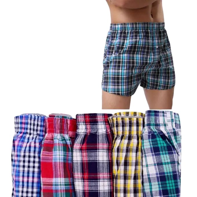 6Pcs Finest Quality Pure Cotton Checked Men&apos;s Boxers Very Comfortable Plaid Men Underwear