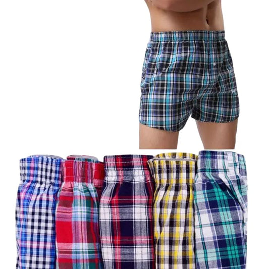 6Pcs Finest Quality Pure Cotton Checked Men&apos;s Boxers Very Comfortable Plaid Men Underwear
