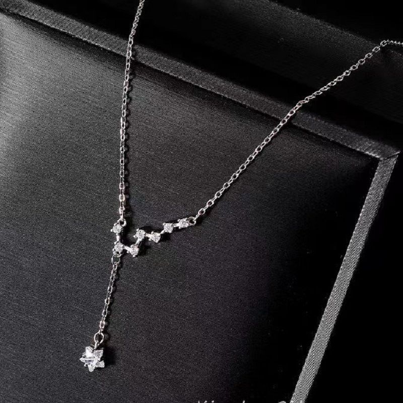 2PCS Beidou Star necklace, new female trend temperament, light luxury, niche design, tassel, simple and exquisite collarbone chain bracelet