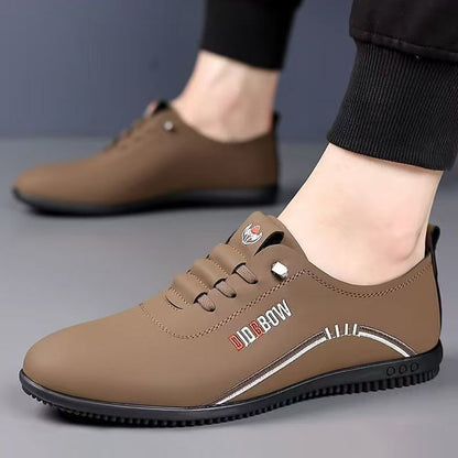 Men's PU Artificial leather shoes business casual shoes boys outdoor light sports shoes fashion students Oxfords walking shoes Daddy single shoes brown