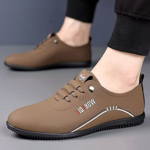 Men's PU Artificial leather shoes business casual shoes boys outdoor light sports shoes fashion students Oxfords walking shoes Daddy single shoes brown