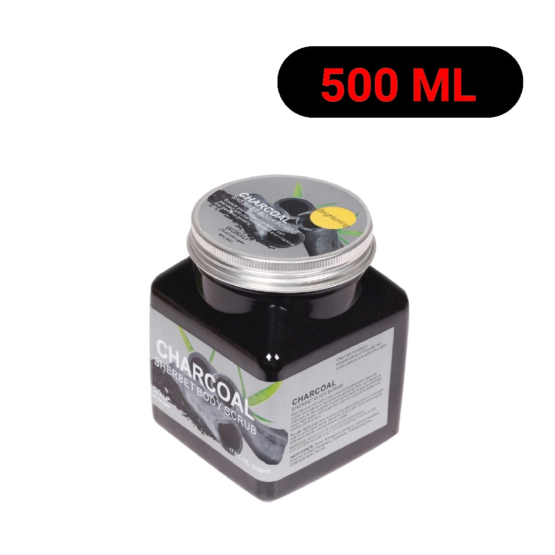 Wokali Charcoal Sherbet Body Scrub, 500ml - Deep Exfoliating Brightening Smoothening Skin