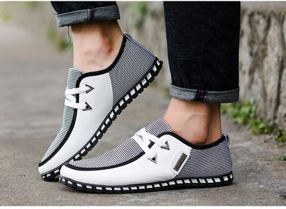 ASSKLO Designer Men's Casual Shoes Fashionable Leather Shoes Lightweight Breathable Sneakers Outdoor Sports Shoes Walking Shoes Canvas Flat Shoes For Parties Dances Wedding Celebration Gifts whtie