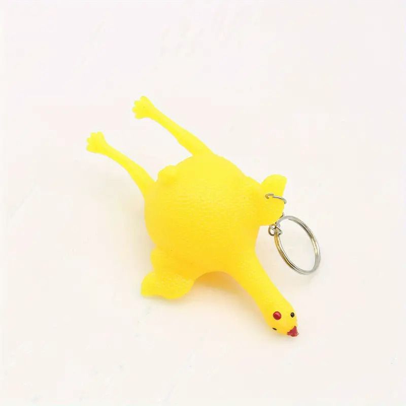 1pc Funny Squeeze Chicken Laying Egg Keychain Anti-Stress Tricky Toys Gag Children's Gift