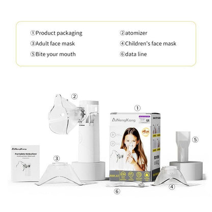 Portable Nebulizer Inhaler Medical Mesh Nebulizer Adults Children Handheld Mini Silent Steam Nasal Humidifier Inhaler Tool Nebulizer Asthma