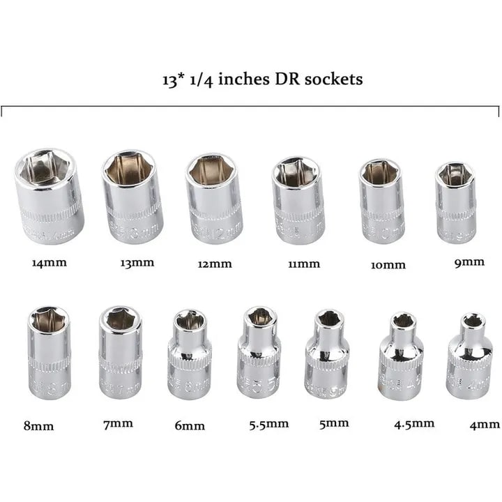 46pcs Socket Wrench Set Ratchet Spanner Batch Head Pawl Socket Screwdriver Multi-functional Car Repair Tool Professional Mechanical Workshop Tools Kit Motorcycle