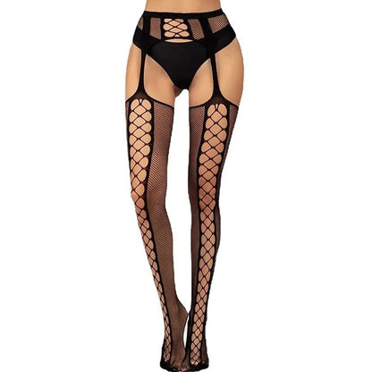 Erotic Stockings Women Fashion Hollow Out Sexy Pantyhose Black Tights Fishnet Stockings Club Party Hosiery Female Sexy Lingerie Girls Thigh Mesh Socks Garter Belt Women Plus Size Thigh High Socks