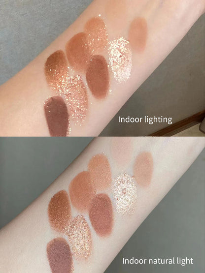 9 Colors Eyeshadow Makeup Palette, Matte Shimmer Eye Shadow Palette, High Pigmented, Naturing-Looking, Blendable Long Lasting Eye Shadow Palette, Travel Size Makeup Pallet with Brush