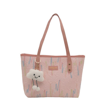 Trendy Large-Capacity Tote Bag for Women 2024 – Minimalist Design with Cute Pendant, Stylish Shoulder Bag for Work and Commute