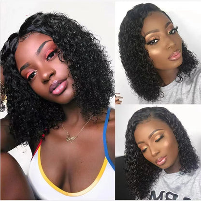 Wig small curly hair synthetic natural short curly black wigs for lady gift