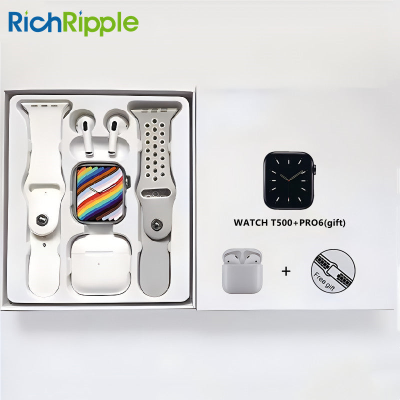 RichRipple T55 Pro Max 2 in 1 Smart Watch&Earphones Men Women Bluetooth Calling Blood Pressure Heart Rate Monitor Sports Fitness Bracelet Smartwatch+Free Gift Bluetooth Earphone