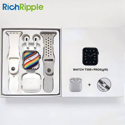 RichRipple T55 Pro Max 2 in 1 Smart Watch&Earphones Men Women Bluetooth Calling Blood Pressure Heart Rate Monitor Sports Fitness Bracelet Smartwatch+Free Gift Bluetooth Earphone