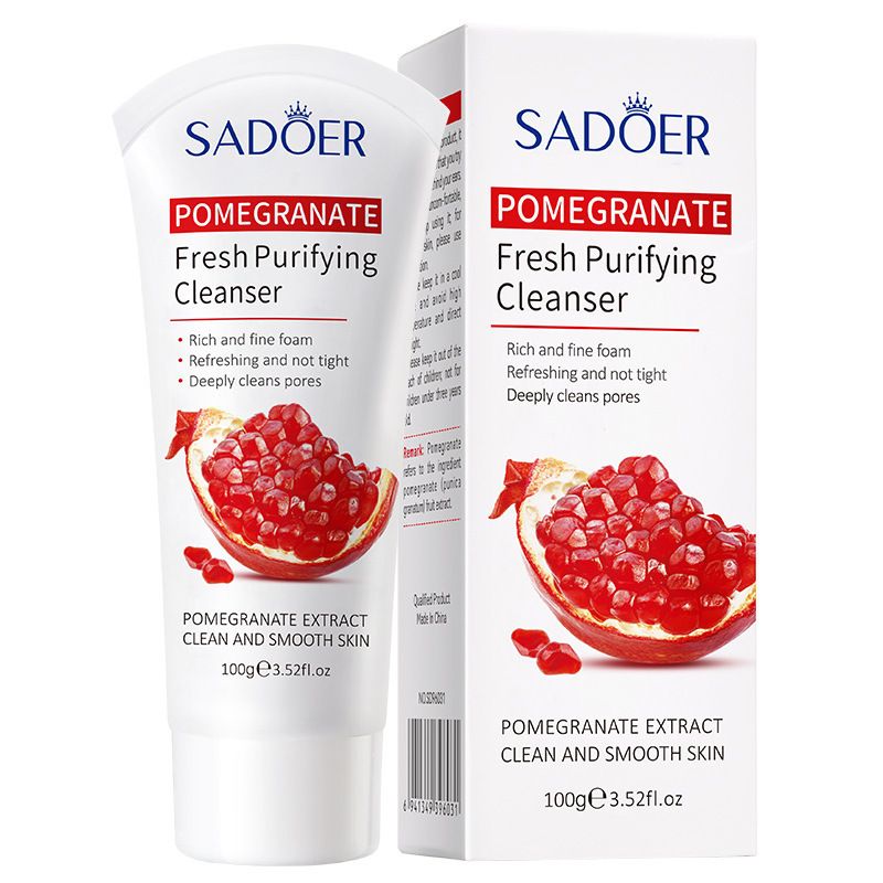 SADOER 8PCS Skin Care Set Pomegranate Fresh Whitening Brightening Face Toner + Face Cleanser + Face Serum + 5PCS Face Mask