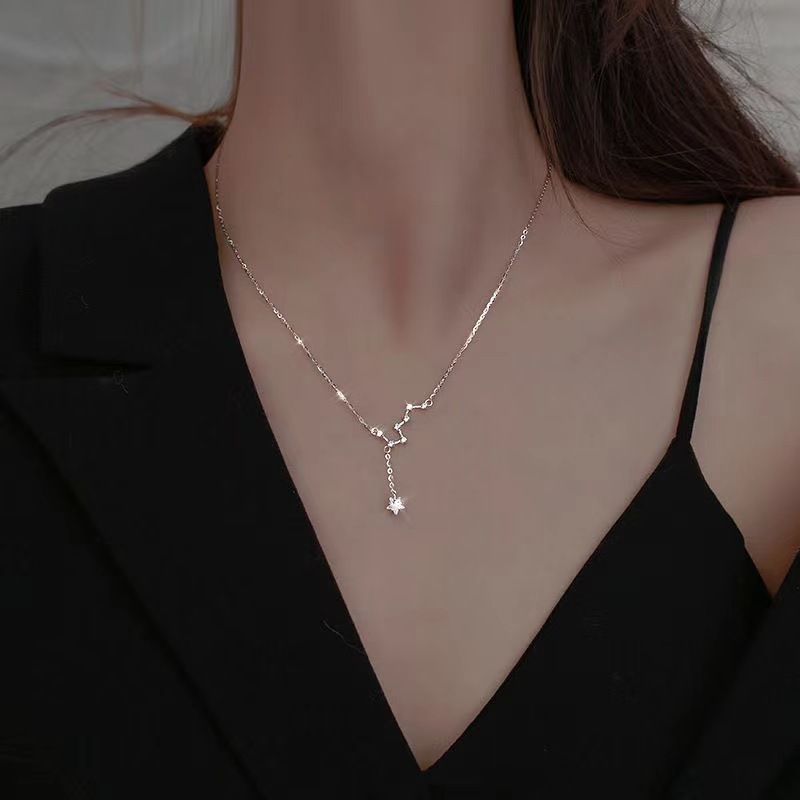 2PCS Beidou Star necklace, new female trend temperament, light luxury, niche design, tassel, simple and exquisite collarbone chain bracelet