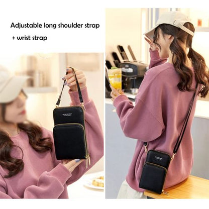 Ladies Mobile Phone Bag PU Wallet Crossbody Bag Black Purse Mini Bag