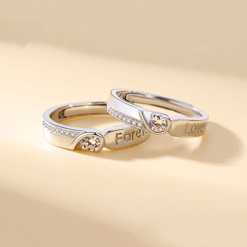 Rings 2PCS Couple rings set for men and women ladies adjustable rings jewelry rings wedding in jewellery adjustable rings Diamond style Fashionable exquisite