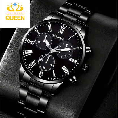 Men's Steel Watch Business Casual Quartz Imitation three eyes Watches Roman Scale Watch A handy accessory for elite men