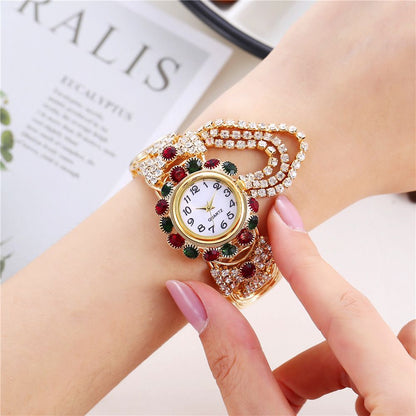New women's diamond studded stylish temperament quartz watches fashion alloy bracelet watches female