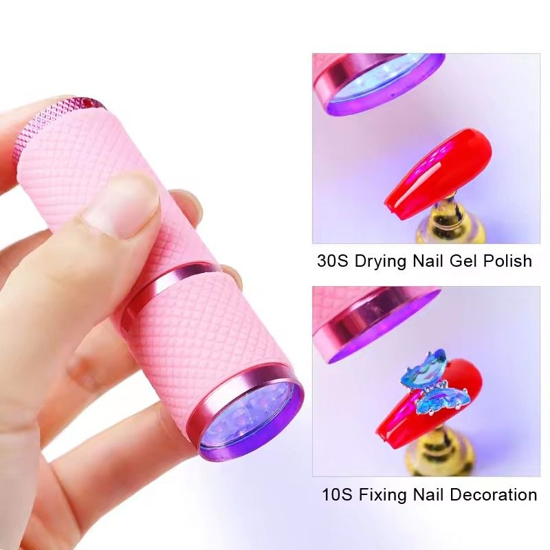 Portable Mini Flashlight Nail Lamp with 9 Lamp Beads for Quick-Drying Nail Polish Gel and Phototherapy