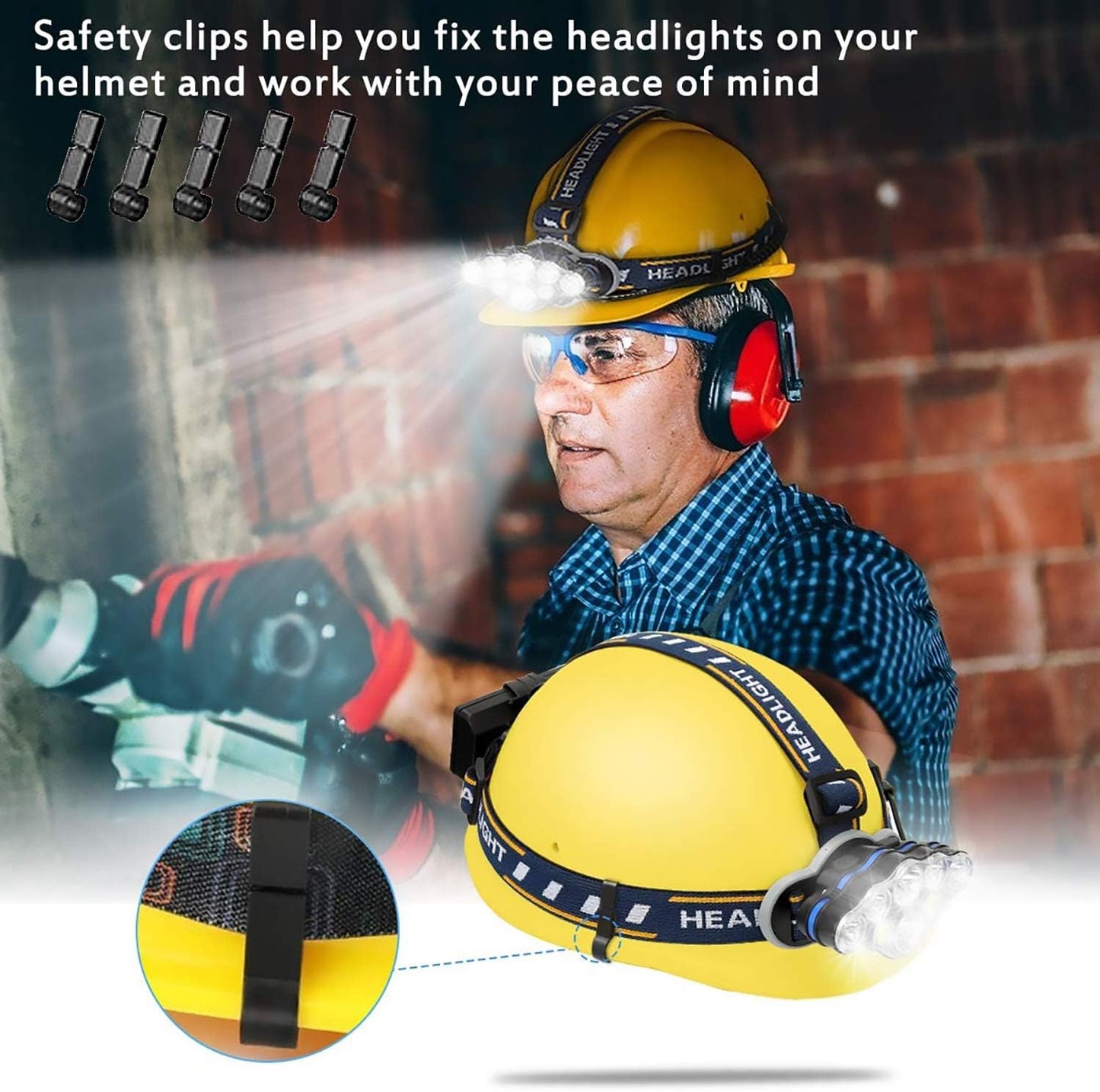 Rechargeable Headlamp, 7 LED Super Bright Waterproof Headlight with Red Lights, 4 Light Modes Head Lamp for Emergency Light Outdoors Fishing Hiking Camping Running