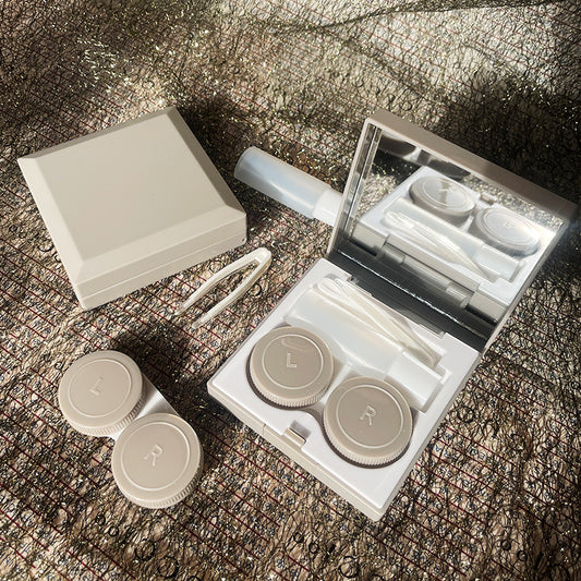 Contact Lenses Box With Mirror Travel Container Kit Cold Solid Color Mini Contact Lens Case Pocket Portable Easy Carry Make Up Beauty Pupil Storage