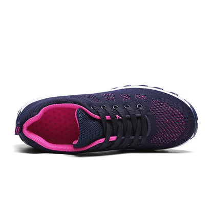Big Size Sports shoes Women's Shoes Athletic Breathable and comfortable Flying Woven Sneakers Thick bottom Boots High heels Hiker shoes navy